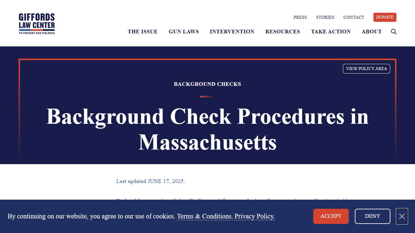 Background Check Procedure Laws in Massachusetts Giffords