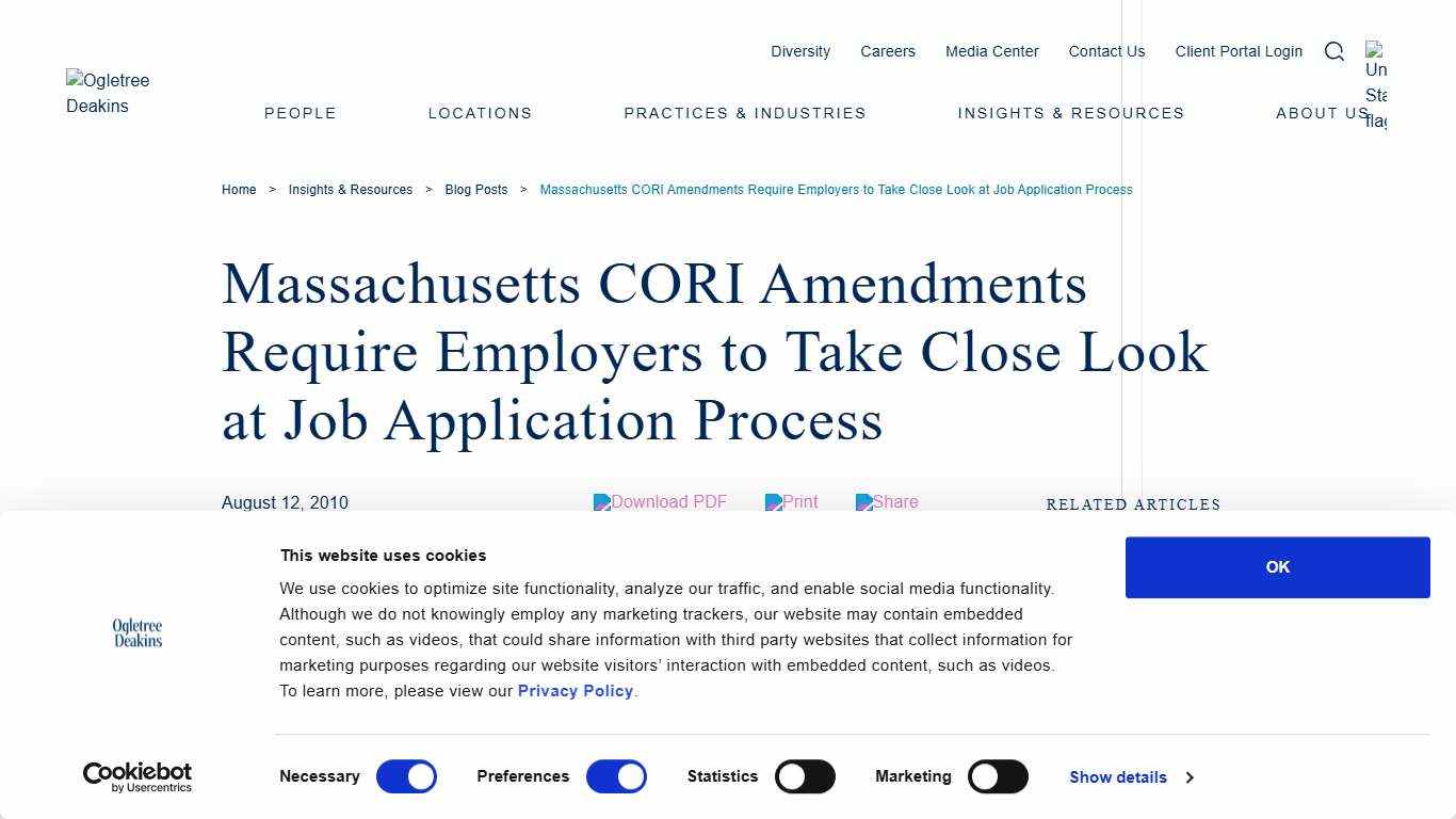Massachusetts CORI Amendments Require Employers to Take Close Look at Job Application Process - Ogletree